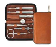 Luxury Stainless Steel Handmade 6 Piece Manicure Set with Zipper - Whisky