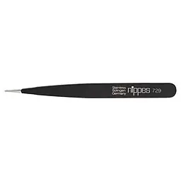 Precision Stainless Steel Tweezers - Size: 9.5 cm, Color: Black, and Shape: Point End