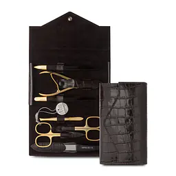 Luxury 7-Piece Genuine Cowhide Leather Manicure Set - Crocodile Pattern - Master