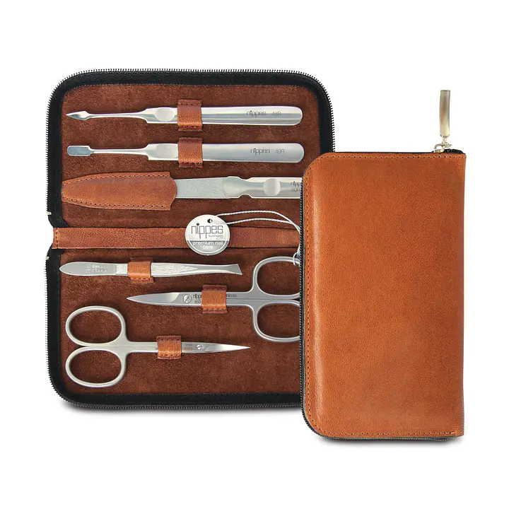 Luxury Stainless Steel Handmade 6 Piece Manicure Set with Zipper - Whisky - Master
