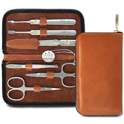 Luxury Stainless Steel Handmade 6 Piece Manicure Set with Zipper - Whisky - Master