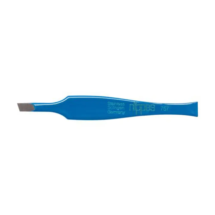 Stainless Steel Tweezers With Ergonomic Hand Grip - Color: Blue, Shape: Slant End