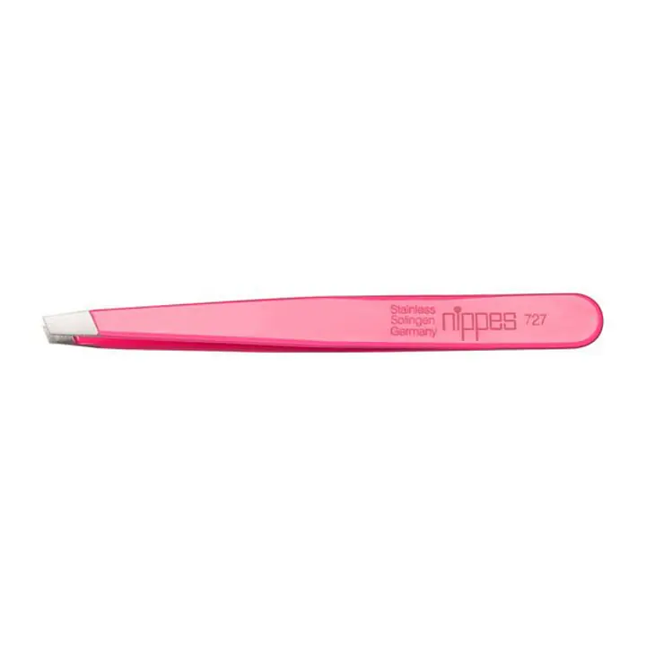Precision Stainless Steel Tweezers - Size: 9.5 cm, Color: Pink, and Shape: Slant